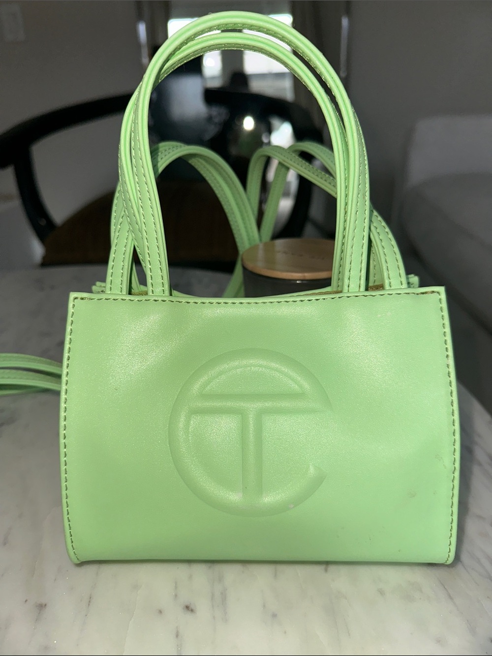 Authentic Telfar Mini Shopping Bag in Mint Green